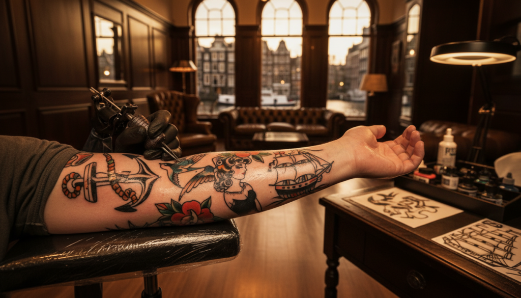 Oud-school tattoos: kenmerken, geschiedenis