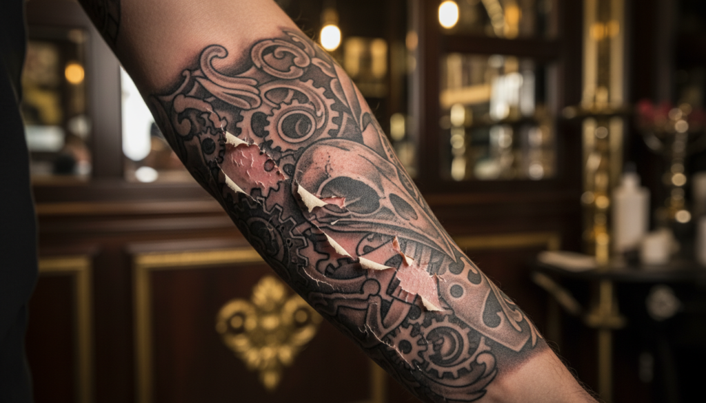 peeling tattoo herkent: schokkende